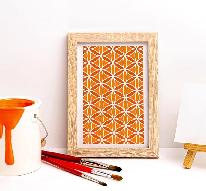 16 PCS 6 Inch Checks Diamond Stencils, Brick Mermaid Scale Reusable Plastic Paint Templates for Painting on Wood, Geometric Star Shape Stencils for Furniture Fabric Wall DIY Crafts Decorations