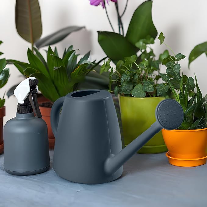 Plant Watering Can - Plastic Indoor and Outdoor - 1/2 Gallon - Black
