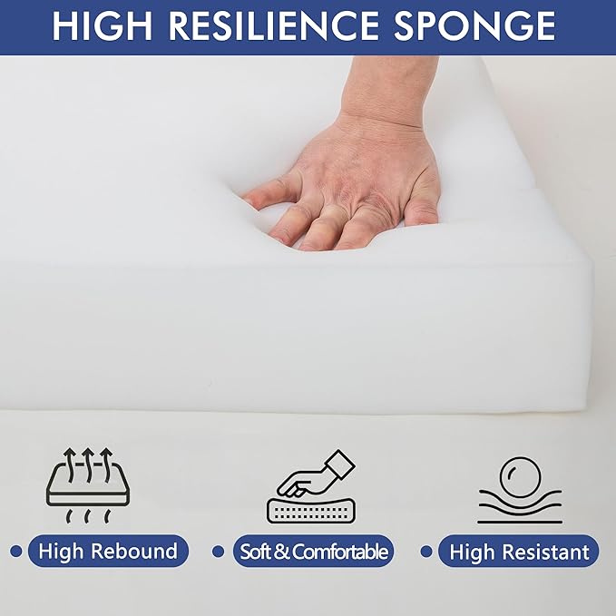 Outdoor Chair Cushions 22 x 22 Inch Waterproof Patio Chair Cushions with Tie 5 Year Color Fastness Thick Outdoor Seat Cushion for Garden Lawn Patio Furniture Navy Set of 2