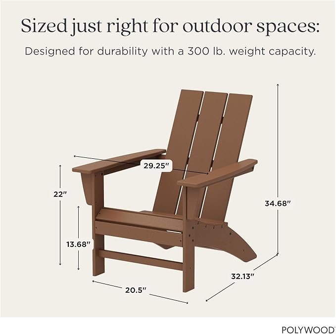 POLYWOOD AD420TE Modern Adirondack Chair, Teak