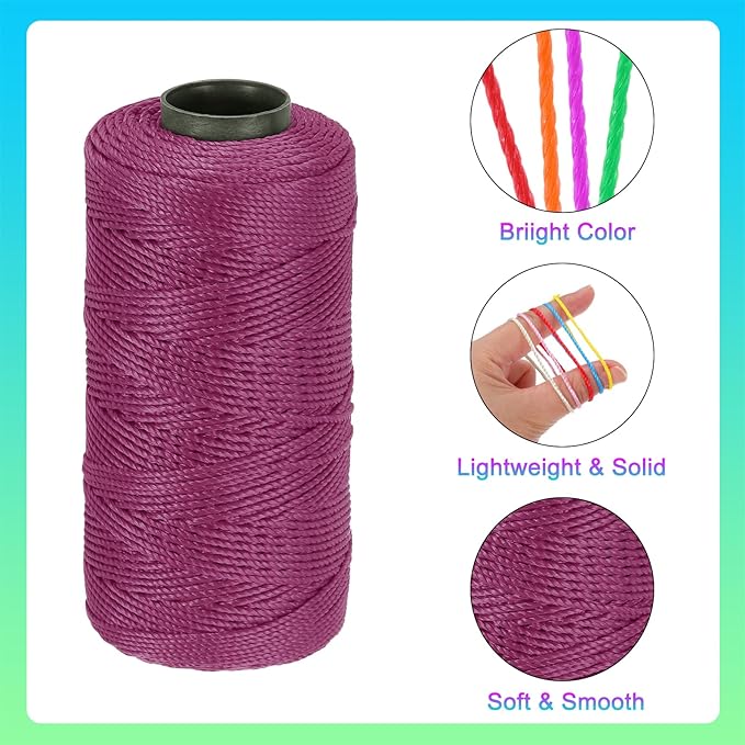 MECCANIXITY Nylon String 3 Strands Twisted Mason Line 1.5mm x 218 Yards Nylon Twine String for DIY Projects, Home Improvement, Gardening, Gift Wrapping, Christmas Party Supplies, Dark Red