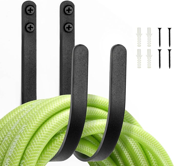 Garden Hose Holders Mount: Wall Mount Garden Hose Hangers for Outside - 2Pcs Rust-Proof Water Hose Racks Hanging Hooks for Outside Expandable Hose
