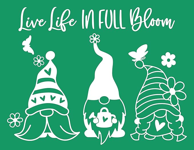 DGAGA Live Life in Full Bloom Silk Screen Stencils Self Adhesive Screen Printing Stencil Reusable Mesh Stencils Gnome Chalk Stencils for Chalk Paste Paint on Wood Signs,Fabric,DIY Garden Decor