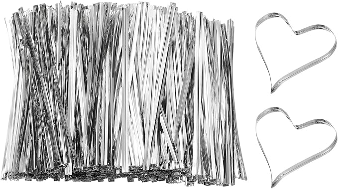 PATIKIL Bag Twist Ties 4 Inch, 800 Pcs Metallic Bread Ties for Treat Plastic Bags Gift Wrapping Candy Coffee Bag Plant Party Cake Favor, Silver