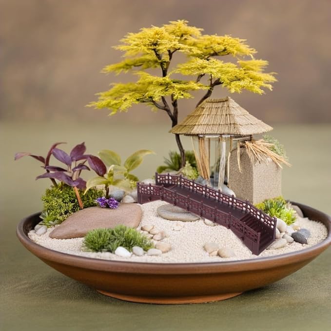 Ciieeo Miniature Bridge for Fairy Garden Micro Landscape Decor Chinese Style Arch Bridge Figurines Bonsai Terrarium Ornament 5.70In