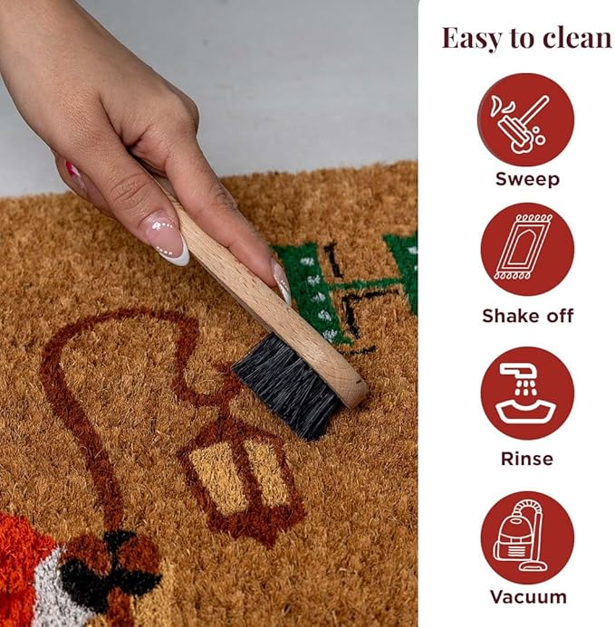 Folkulture Christmas Door Mat Outdoor, Eco Friendly Christmas Door Mats for Front Door, 28 X 16 Inch Welcome Matt or Doormat for Home Entrance, Durable & Anti Slip Coir Door Mats (Santa Clause)