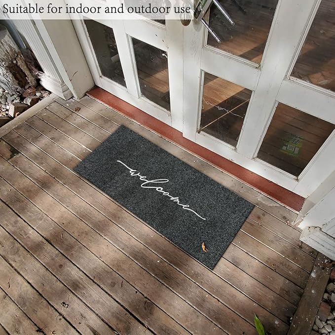 AAZZKANG Welcome Mat Outdoor Large 18"x48" with Non Slip Rubber Backing Easy to Clean Entry Mats for Outside Inside High Traffic Areas Front Door Entrance Doormat