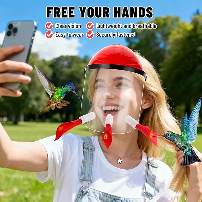 Hummingbird Feeder Hat, Outdoors Hummingbird Feeder Mask with 3 Feeding Ports (1PCS)