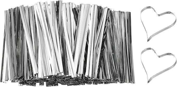 PATIKIL Bag Twist Ties 2 Inch, 800 Pcs Metallic Bread Ties for Treat Plastic Bags Gift Wrapping Candy Coffee Bag Plant Party Cake Favor, Silver