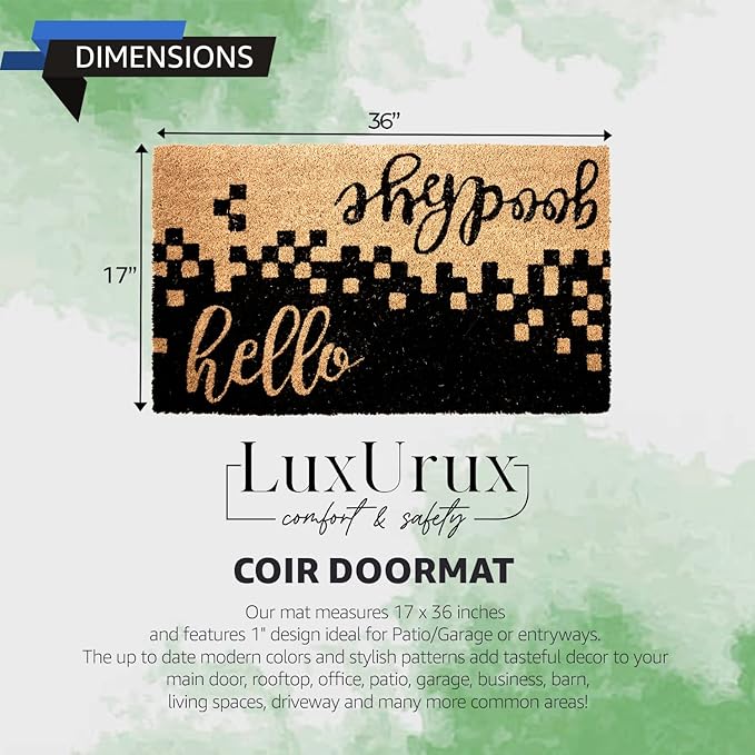 LuxUrux Welcome Mats Outdoor Coco Coir Doormat, with Heavy-Duty PVC Backing - Natural - Perfect Color/Sizing for Outdoor/Indoor uses. (17 x 36)