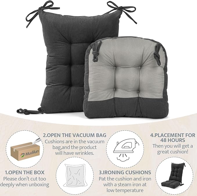 mudilun Rocking Chair Cushion Set - Non-Slip Tufted Rocking Chair Cushions with Ties Soft Indoor/Outdoor Wooden Rocking Chair Seat Pad for Porch Garden Cafe & Nursing