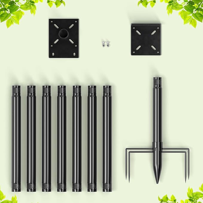 79-Inch Birdhouse Pole Stand, Heavy Duty Metal Bird House Mount with Ground Stake Base, Multi-Section Outdoor Pole for Birdhouses, Feeders & Garden Decor