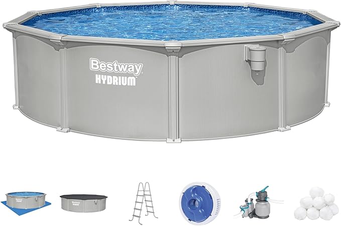 Bestway Hydrium 15' x 48" Round Steel Wall Above Ground Pool Set
