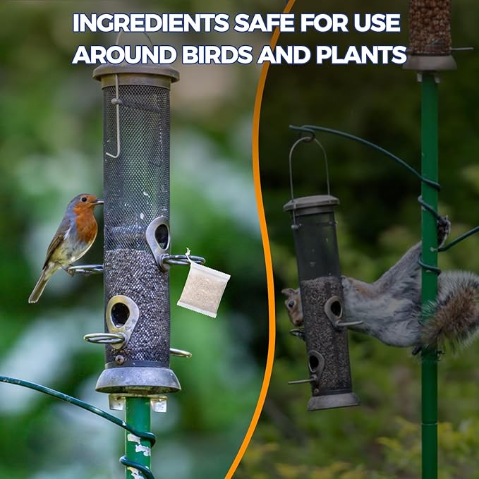 Squirrel Repellent Pouches 12 Packs - Natural Chipmunk Deterrent for Bird Feeders, Flower Pots, Lawn, Garden, Keep Squirrels Out of Attic, Car, Indoor