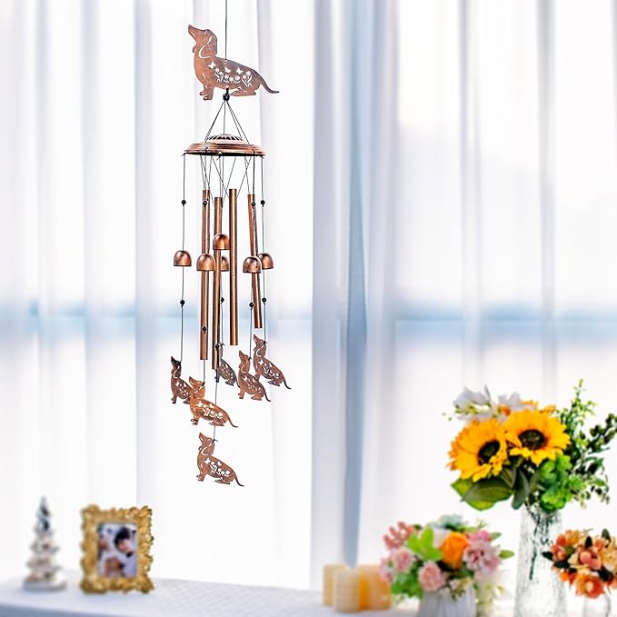 Dachshund Dog Wind Chimes for Outside,Dog Gifts for Women Men/Memorial Gift/Sympathy Gift/Birthday Gifts Metal windchimes Outdoors/Indoors,Garden Decor,Patio,Home,Porch,Yard Decorations