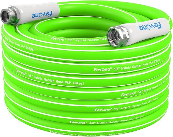 Fevone Kink Free Garden Hose 50 ft, All Weather Flexible, Heavy-Duty & Durable, Leak-Free Connection