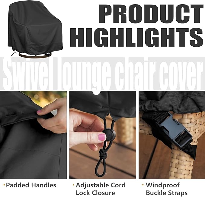 Outdoor Swivel Lounge Chair Cover 4 Pack,Waterproof Heavy Duty Outdoor Chair Covers, (33" W X 35" D X 38.5" H) Patio Furniture Cover for Swivel Patio Lounge Chair