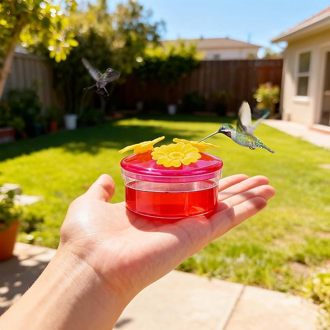 Window Hummingbird Feeders for Outdoor: 2 PCS Window Hummingbird Feeders for Outside - Easy to Clean and Refil Nectar(2 oz), Mini Bird Feeders with Metal Base & 12 Feeding Ports, Garden Décor Gifts