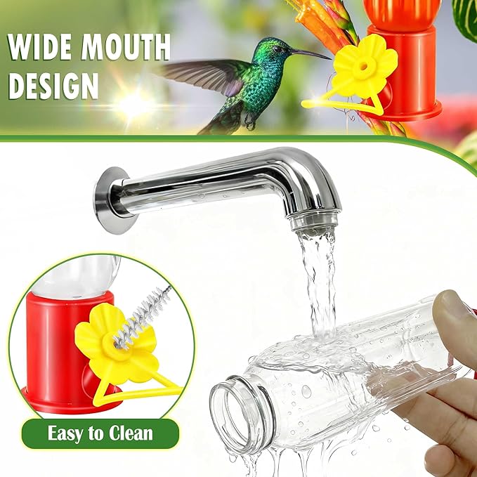 Window Hummingbird Feeder Hanging - 2 Pack Hummingbird Feeders with Window Mount Metal Hook, Easy to Clean and Refill - Small Plastic Hummingbird Feeder for Outdoors Garden Decor