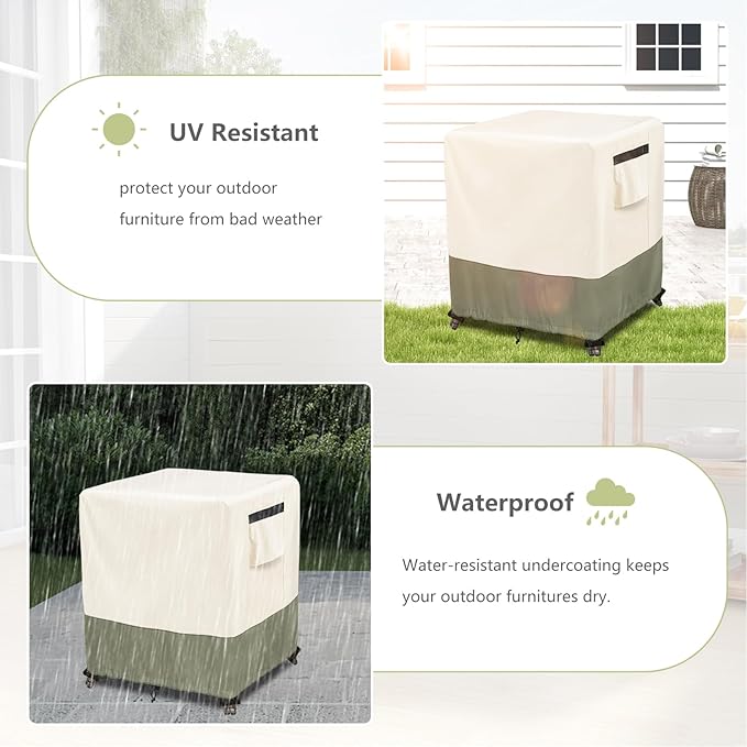 Outdoor Ottoman Cover 22 W x 22 D x 18 H inches,600D Heavy Duty Waterproof Patio Ottoman Cover,Patio End Table Covers