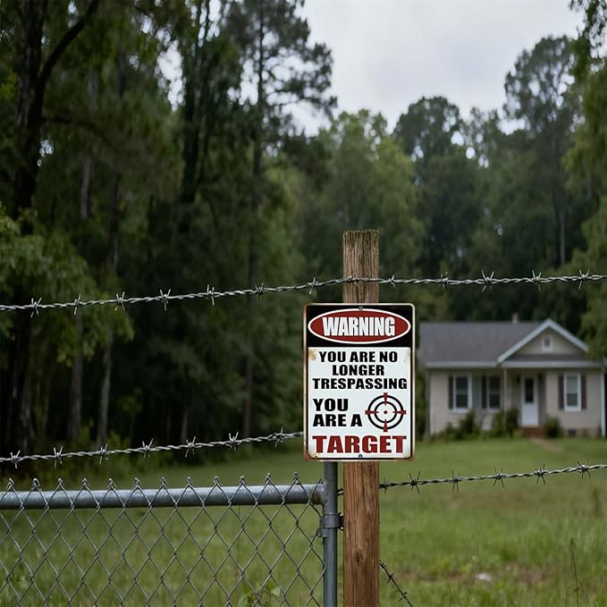 Funny No Trespassing Metal Signs Private Property,Warning You Are No Longer Trespassing,You Are a Target,8 X 12 Inches