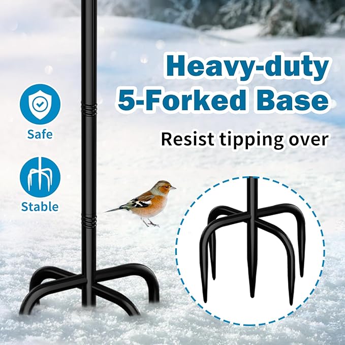 Heated Bird Bath for Outside Winter, Powerful 100W Thermostat Control Heated Bird Baths for Outdoors with 5-Prong Metal Stake, Heated Birdbath Water Heater for Garden Yard Patio Lawn (Blue)