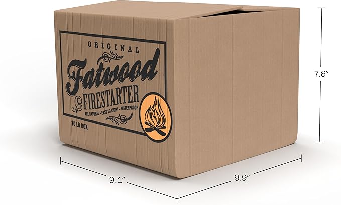 Fatwood Fire Starter Stick 10lb-Box-Indoor or Outdoor 100% All Natural Pine Fire Starter for Campfires,Fireplace,Firepit,Wood Stove,orBBQ Grill-Kindling Wood Firewood Lighter by Pure Garden(Pack of 2)