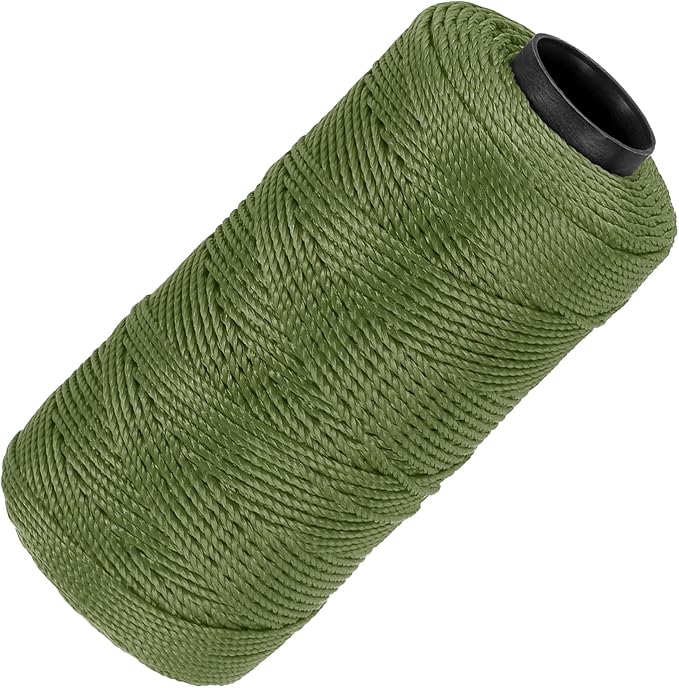 MECCANIXITY Nylon String 3 Strands Twisted Mason Line 1.5mm x 218 Yards Nylon Twine String for DIY Projects, Home Improvement, Gardening, Gift Wrapping, Christmas Party Supplies, Deep Green