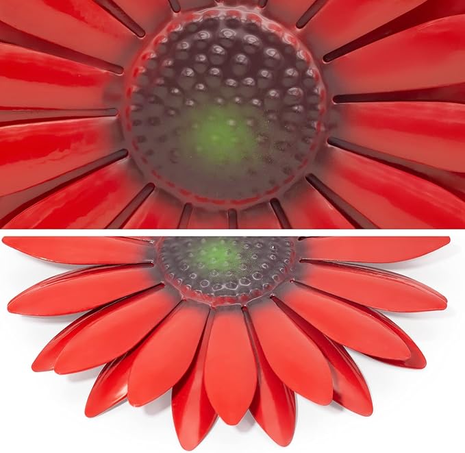 EASICUTI Red Sunflower Metal Flowers Wall Decor Metal Wall Art Decorations Hanging For Indoor Outdoor Home Bathroom Kitchen Room Bedroom Living Room Garden Patio Porch 6 Inch
