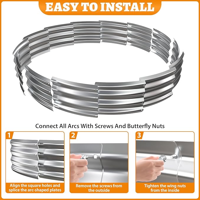 Large Metal Fire Pit Ring/Bonfire Fire Ring- 6 FT Diameter, 0.7 MM Thick,1 ft High, Durable and Stylish for Outdoor Fire Pits,Patios and Camping (Silver, 6X6X1 ft)
