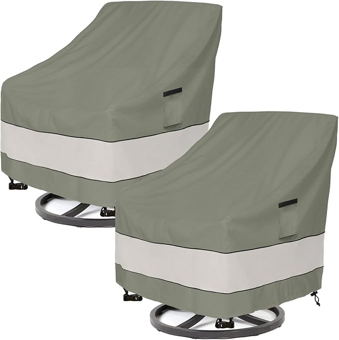 Patio Chair Covers Waterproof Patio Furniture Covers,30W x 34D x 38 H Inches Outdoor Swivel Chair Cover 2 Pack -Grayish Green