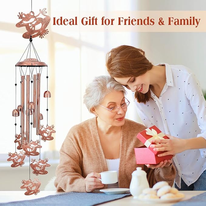 Frog Wind Chimes for Outside,Frog Gifts for Women/Men/Sympathy Memorial/Festival Birthday Gifts Metal windchimes Outdoors/Indoors,Patio,Garden Decor,Yard,Home Decor,Porch