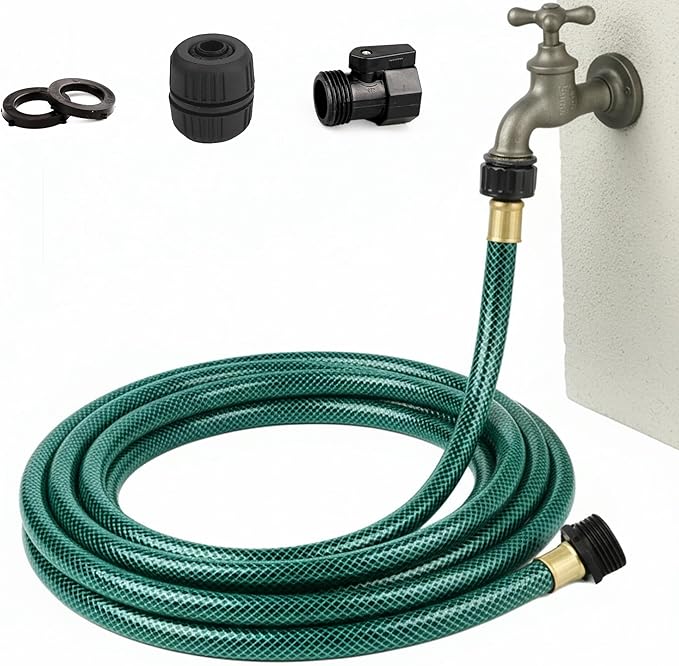 Lightweight Flexible PVC Garden Hose - 20FT Leakproof Water Hoses with Shut Off Valve and 3/4 Inch GHT Fittings for Small Yard and Outdoor Cleaning