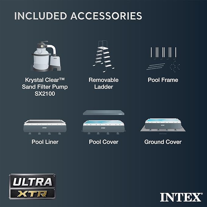 Intex 26363EH Ultra XTR 24ft x 12ft x 52in Above Ground Swimming Pool Set with Sand Filter Pump and OptiFlow 50lb Premium Filter Sand