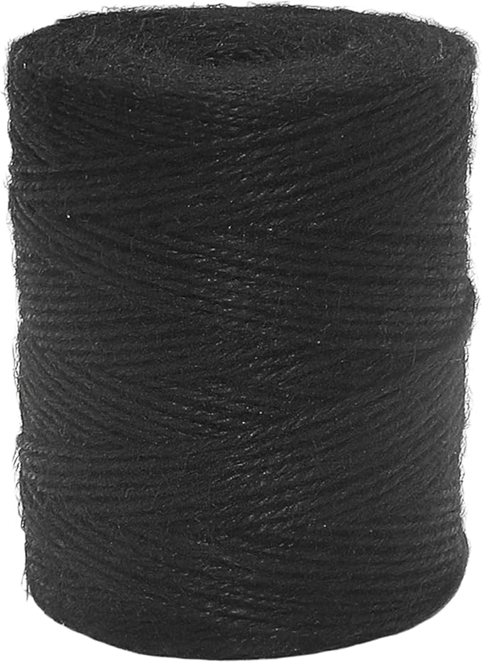 Vivifying 656 Feet Black Jute Twine, Natural 2mm Jute Cord for Crafts, Halloween Wrapping, Garden (Black)