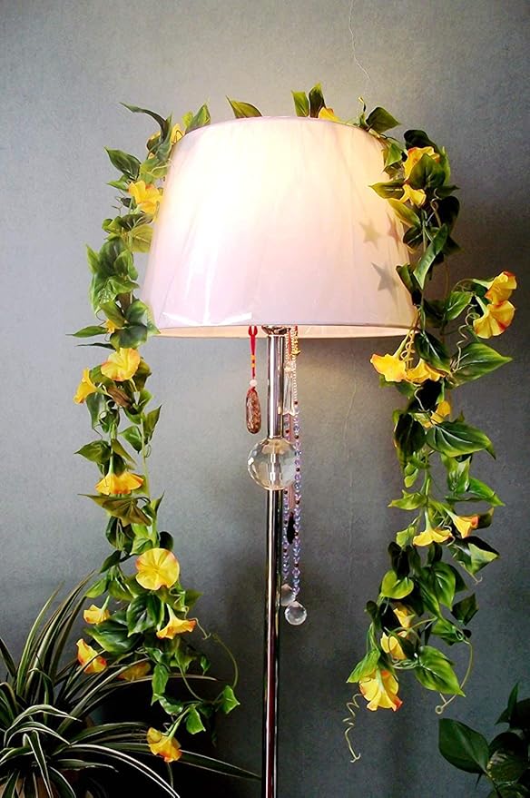 AirSun Artificial Morning Glory Flower Vines, 2pcs 15Feet Hanging Plants Silk Garland Fake Green Plant Home Garden Wall Fence Indoor Outdoor Wedding Birthday Decor
