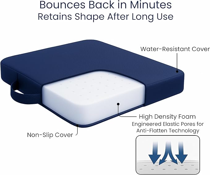 2-Pack Stadium Seat Cushions for Bleachers – Waterproof 2.8" Extra Thick Bleacher Seat Cushion, Portable Bleacher Cushions for Adults, Lightweight Bleacher Pads, Suitable for Outdoor Use (Dark Blue)