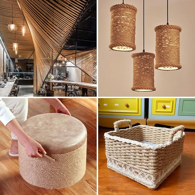 Vivifying 6mm Jute Rope, 66 Feet Natural Heavy Duty Brown Twine for Crafts, Cat Scratching Post, Gardening, Bundling and Hanging
