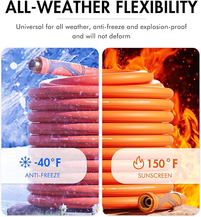 Water Hose 100ft x 5/8", Heavy Duty Garden Hose,Flexible garden hose 100ft, Lightweight water Hose with Swivel Handle,3/4" Male to Female Fittings, Burst 600 PSI