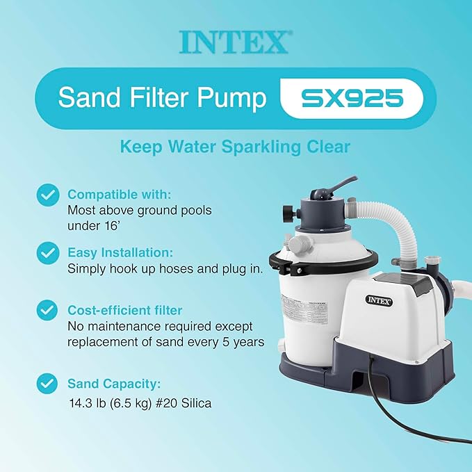 Intex 26641EG Krystal Clear Sand Filter Pump for Above Ground Pools Bundled with OptiFlow Premium Pure Silica Filter Sand, 50 lb Bag
