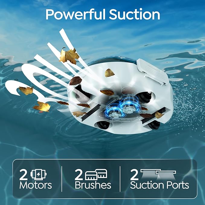 [2026 New] TALOSBO S2 Robotic Pool Cleaner – Dual-Layer Filtration, 90-Min Runtime, Powerful Cordless Pool Vacuum for Above-Ground & Flat Pools, Efficient Debris Removal & Auto-Parking Design