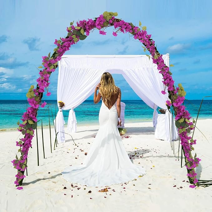 IPOPU Purple Bougainvillela Artificial Flowers Garland 5.9FT Faux Bougainvillea Hanging Flowers Artificial Vine Flowers for Table Runner Wedding Arch Centerpieces Porches Garden Decor (Purple)