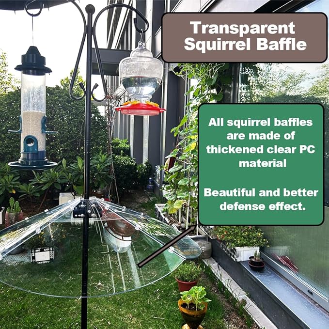 24inch Squirrel Baffle for Bird Feeder Pole,Made of Transparent Extra Thick Pc Material, Bird Feeder Protection for Outdoor Shepherd's Hooks.