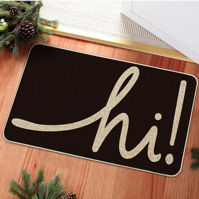 Artoid Mode Black Hi Doormat, Home Decor Low-Profile Switch Rug Welcome Door Mat Floor Mat for Front Door Indoor Outdoor 17x29 Inch