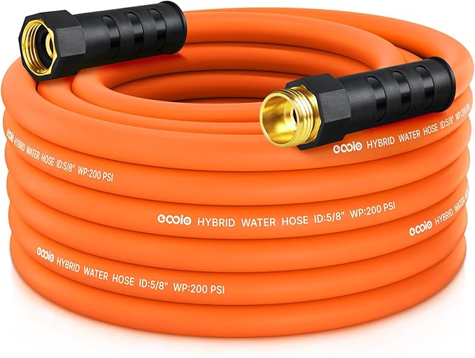 Garden Hose 30 ft x 5/8", NON-EXPANDING Flexible Water Hose, Kink Resistant Lightweight Hybrid Hose, Leakproof Yard Hose with Male to Female Fittings