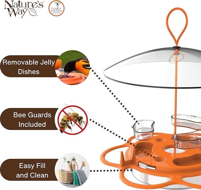 Nature's Way OFP1 All-in- Oriole Buffet Bird Feeder,Orange,(Pack of 6)