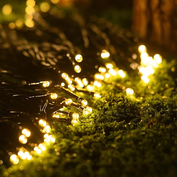 Dailyart Solar String Lights Outdoor 82FT 200 LED Warm White, Solar Fairy Lights Waterproof IP44 with 8 Lighting Modes & Auto On/Off, 600mAh Battery for Garden Patio Yard Trees
