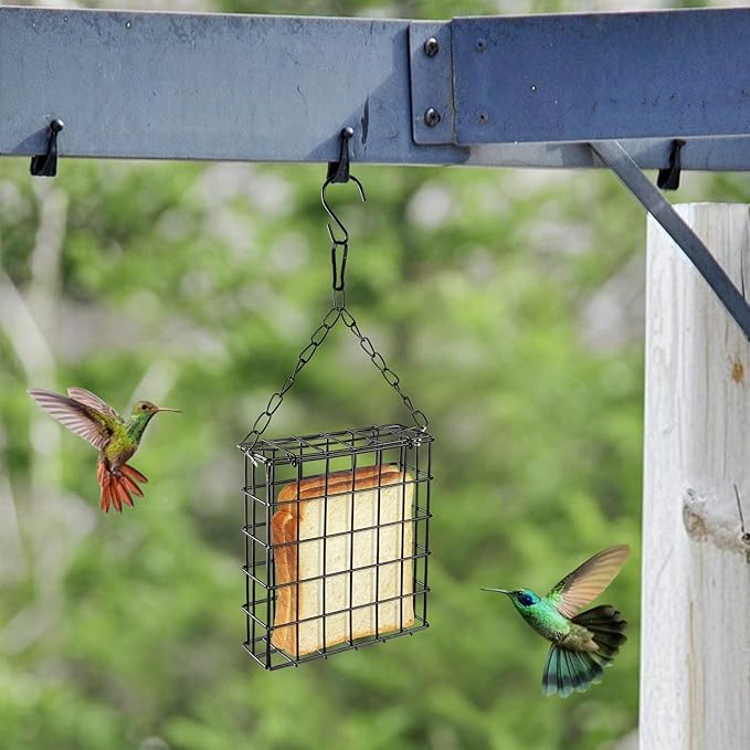 Two of Durable Outdoor Garden Yard Patio Suet Bird Parrot Easy Open Reusable Feeders Squirrel Proof for Outside Wild Bird Parrot Woodpecker Hummingbird Hanging Fruit Capacity Suet Cake Food