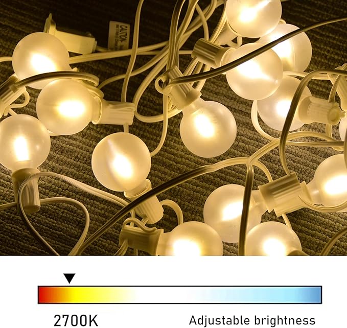 GOOTHY 50Ft LED Outdoor Patio String Lights - Waterproof Globe Lights with 52 Shatterproof Frosted Bulbs, Connectable for Wedding, Party, Christmas & Garden Decor, Black Wire
