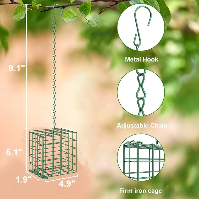 Bird Feeder for Outdoors, Large Capacity Suet Feeder Hanging Birdfeeder, 2 Slices Suet Cake Feeders fo Attracting Birds - Bird Feeder Hanging for Garden Yard Outside